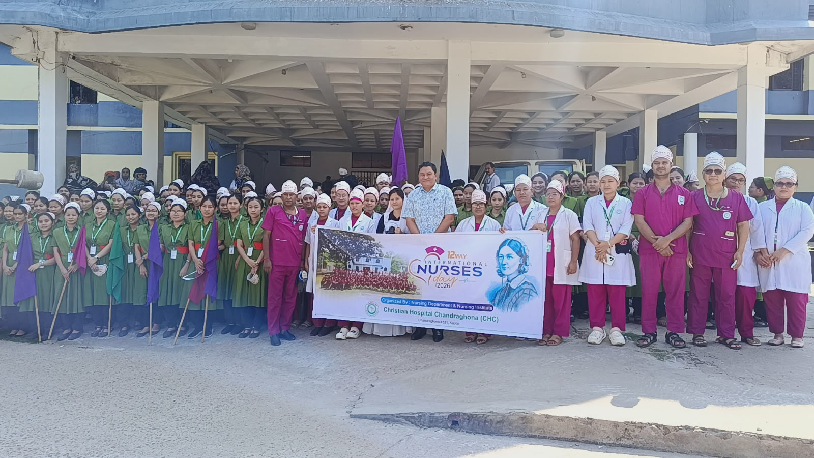 আর্ন্তজাতিক নাসিং দিবস উপলক্ষে চন্দ্রঘোনা খ্রীস্টিয়ান হাসপাতালের নার্সিং ইনস্টিটিউটের আয়োজনে র‍্যালি