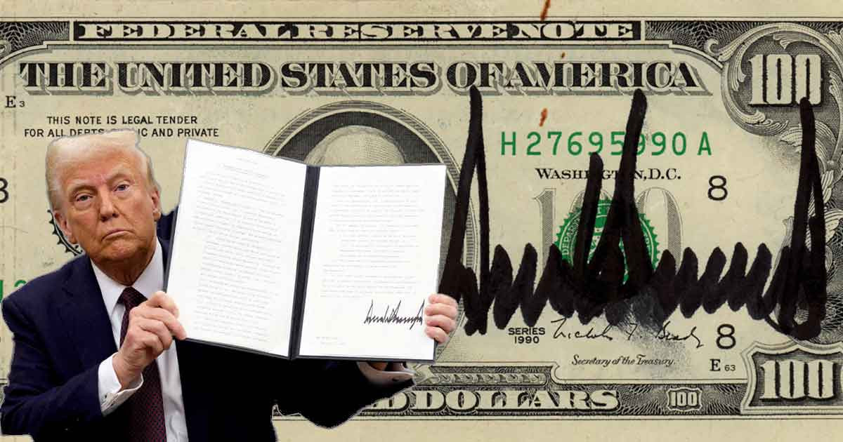 ১৬৫ বছরের রীতি ভেঙে মার্কিন ডলারে ট্রাম্পের স্বাক্ষর