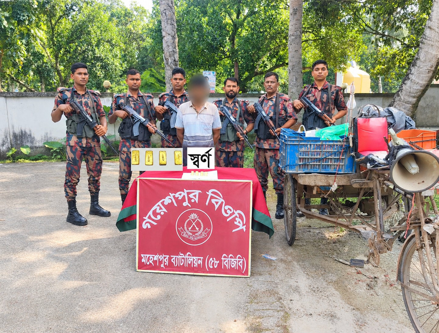 জীবননগরে ৪টি স্বর্ণের বারসহ পাচারকারী আটক