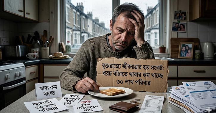 যুক্তরাজ্যে জীবনযাত্রার ব্যয় সংকট: খরচ বাঁচাতে খাবার কম খাচ্ছে ৩০ লাখ পরিবার