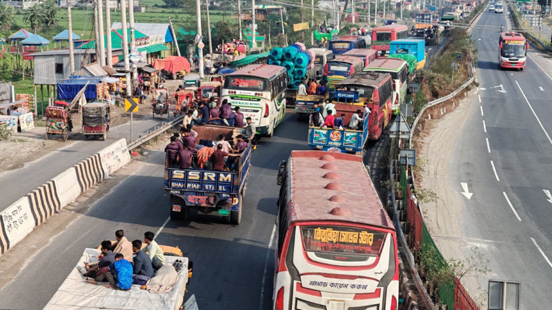 ঢাকা-টাঙ্গাইল মহাসড়কে ২০ কিলোমিটার যানবাহনের ধীরগতি