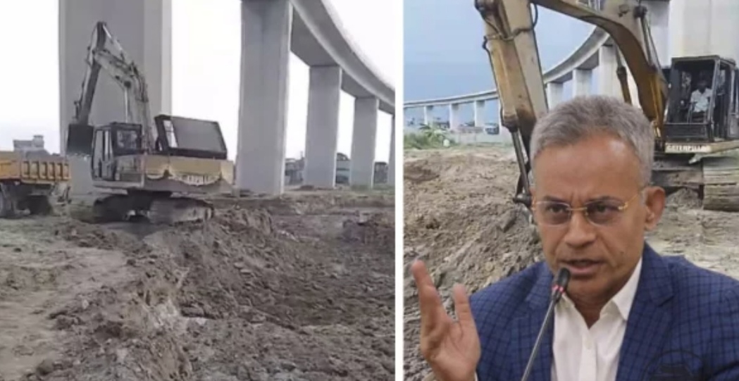 পদ্মা রেলসেতুর পিলারের গোড়া থেকে অতিরিক্ত মাটি সরিয়ে নেওয়া হয়েছে সড়ক পরিবহন ও সেতুমন্ত্রী শেখ রবিউল আলম