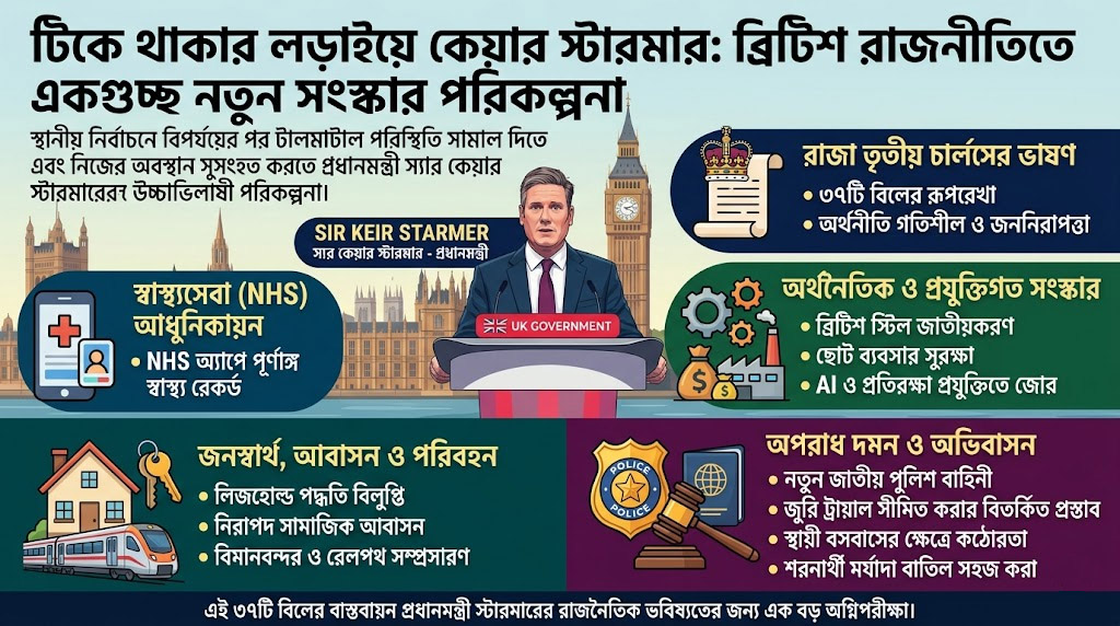 টিকে থাকার লড়াইয়ে কেয়ার স্টারমার: ব্রিটিশ রাজনীতিতে একগুচ্ছ নতুন সংস্কার পরিকল্পনা