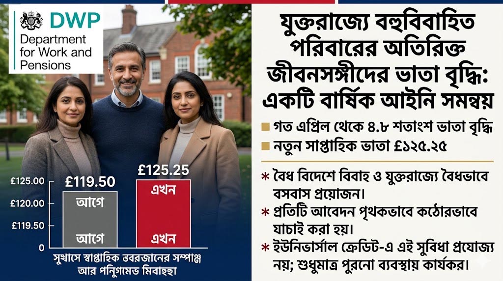 যুক্তরাজ্যে বহুবিবাহিত পরিবারের অতিরিক্ত জীবনসঙ্গীদের ভাতা বৃদ্ধি: একটি বার্ষিক আইনি সমন্বয়