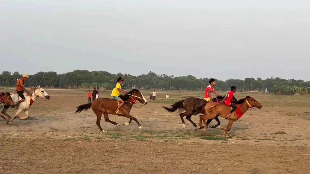 রাজবাড়ীতে ঐতিহ্যবাহী ঘোড়দৌড়, হাজারো দর্শকের মিলনমেলা