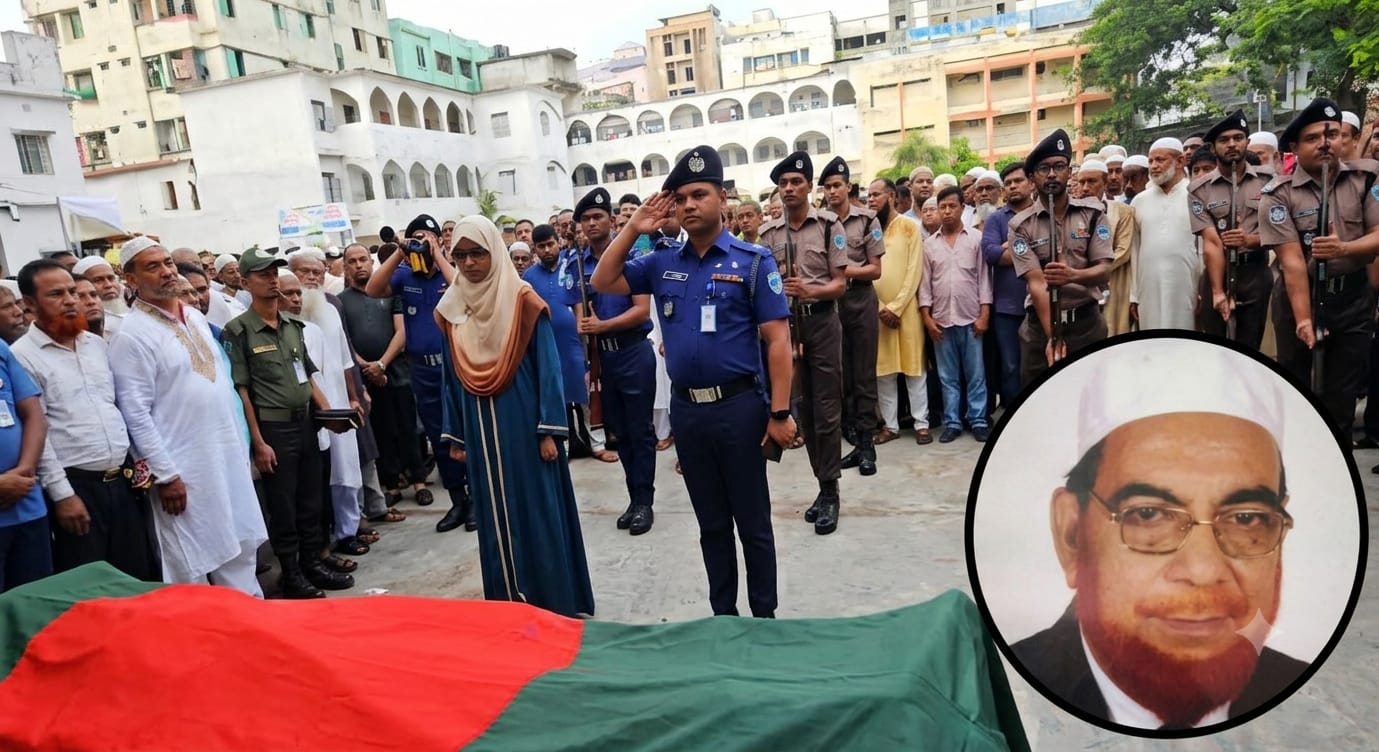 ফেনীতে রাষ্ট্রীয় মর্যাদা 'গার্ড অব অনার' দিয়ে অ্যাডভোকেট হাফেজ আহম্মদের দাফন